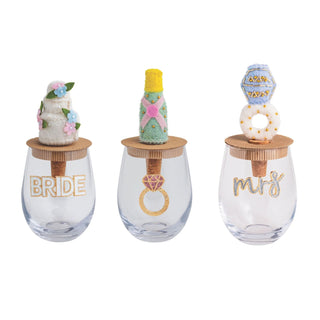 beaded wedding wine glass set