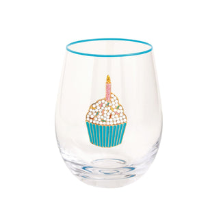 beaded birthday wine glasses - assorted
