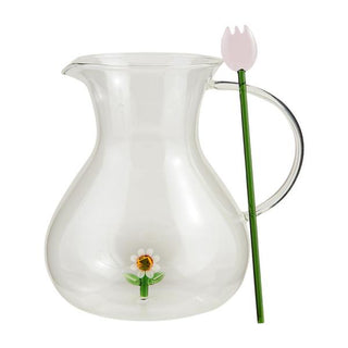 glass flower pitcher set