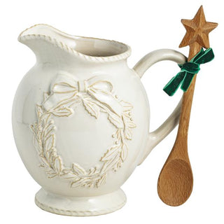 white christmas wreath pitcher