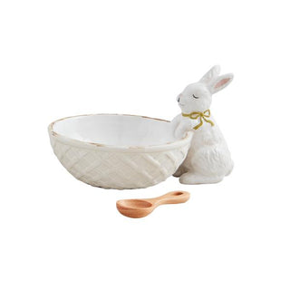 white bunny candy dish set