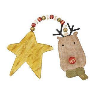 reindeer wood double ornament