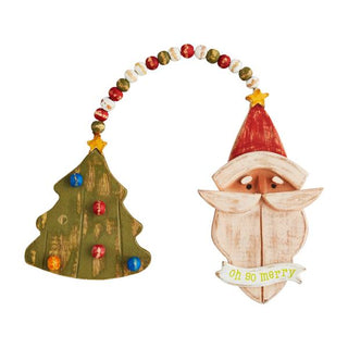 santa wood double ornament