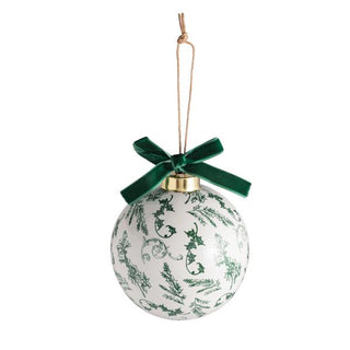 green toile pattern ball ornament