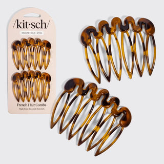 recycled plastic french hair combs, 2 pc set