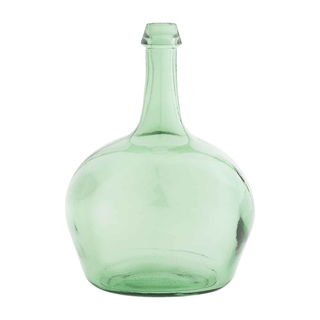 green bottleneck glass vase