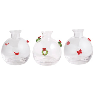 glass christmas bud vases - assorted