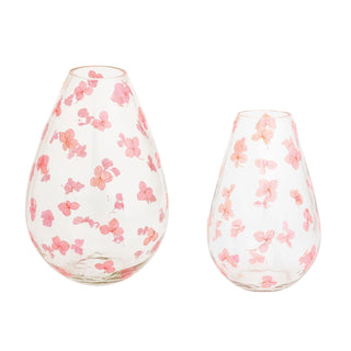 pink pressed floral vases - assorted