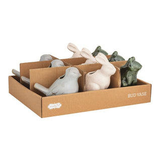 figural animal bud vases - assorted