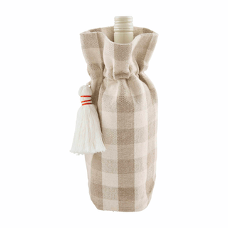 taupe check wine bag