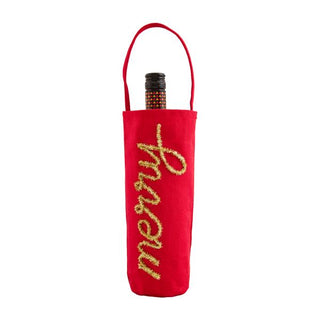 red tinsel wine bag