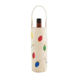 white tinsel wine bag
