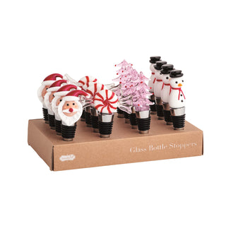 christmas glass bottle stoppers - assorted