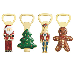 bedazzled christmas themed bottle openers - assorted