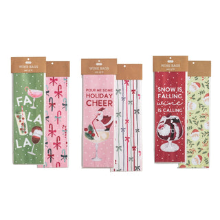 christmas paper wine bag sets - assorted
