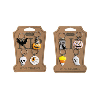 halloween wine charm sets - assorted