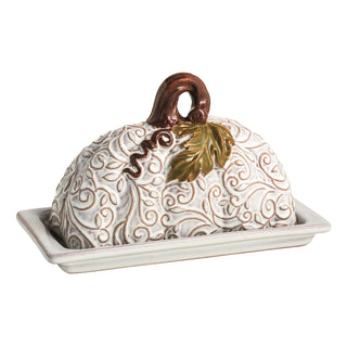 white pumpkin butter dish