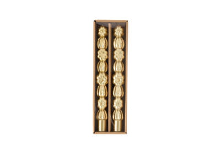 gold stacked pumpkin taper candle set