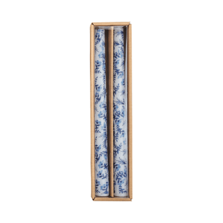 block print vines taper candle set