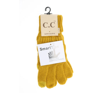 kids solid cable knit smart tip gloves - assorted