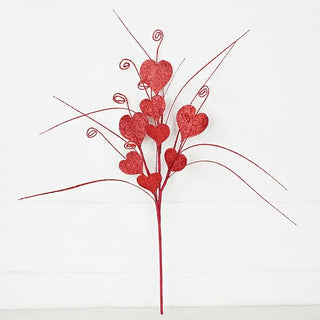 22 in spray glittered hearts - red
