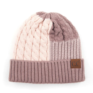 tri-color cuff beanie -assorted