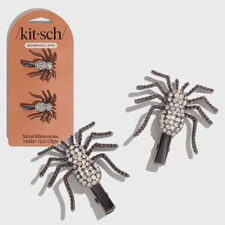 spider metal rhinestone hair clips