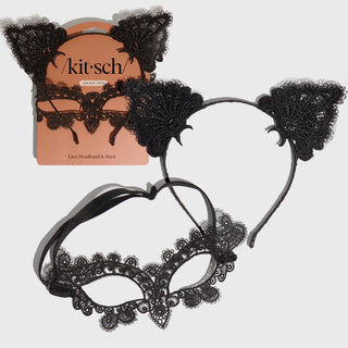 black cat lace headband & mask