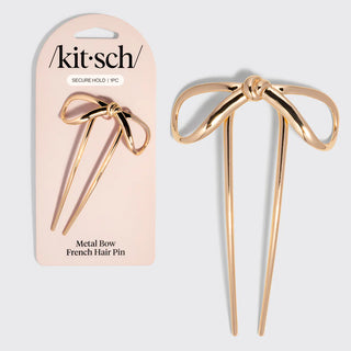 gold bow french hair pin - mini