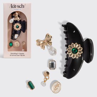 kitschpop curved claw clip & charms in vintage black