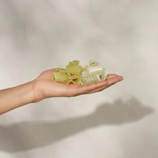 pearlized cream & butter yellow jelly cloud clips - mini