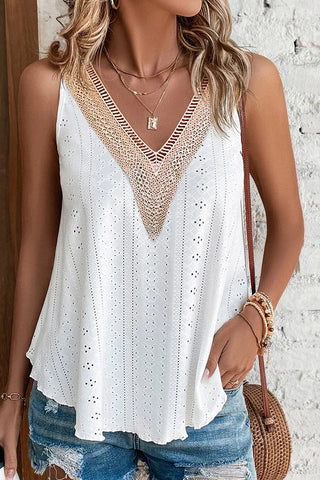 multicolor lace crochet loose fit v-neck tank