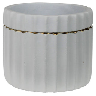 skylar cachepot, cement, white & gold