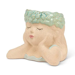 small head in hands planter