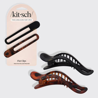 flat lay claw clip 2 pc curved - black & tort