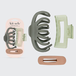 recycled plastic assorted octopus claw clips, 3 pc set
