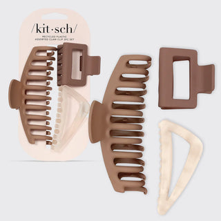 oversized recycle plastic claw clips, 3 pc set