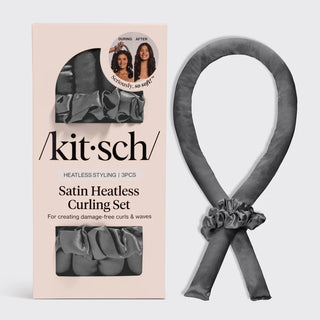 charcoal satin heatless curling set