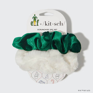 elf x kitsch scrunchie 2 pc set - white & green