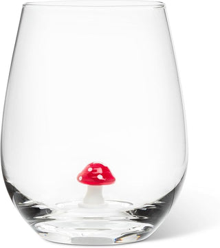 stemless wine glass with mushroom - 4.5"H