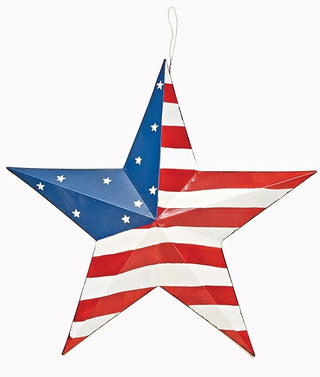 16" hanging metal american flag wall star