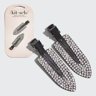 metal rhinestone creaseless clips 2 pc set
