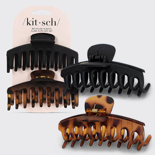 black & tort matte claw clips 2 pc set -oversized