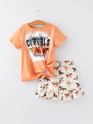 western girls letter print outfit set