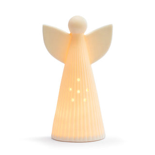 white LED ceramic angel figure - large