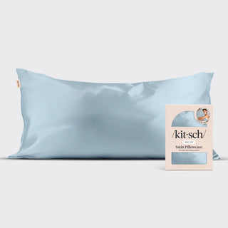 king satin pillowcase -haze blue