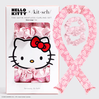 hello kitty XL heatless curling set - pink kitty faces