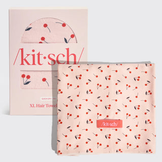 cherry print XL hair towel wrap