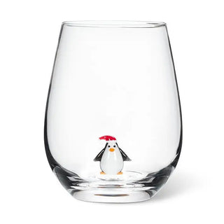 penguin icon stemless wine glass