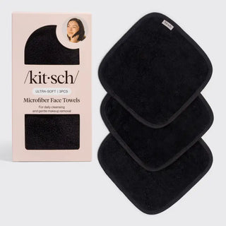 microfiber face towels 3 pc set- black